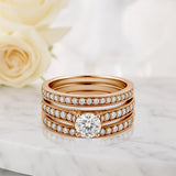 1.15 Ct Round Lab Diamond Pave Trio Set