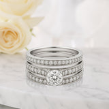 1.15 Ct Round Lab Diamond Pave Trio Set