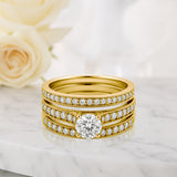 1.15 Ct Round Lab Diamond Pave Trio Set