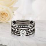 1.15 Ct Round Lab Diamond Pave Trio Set