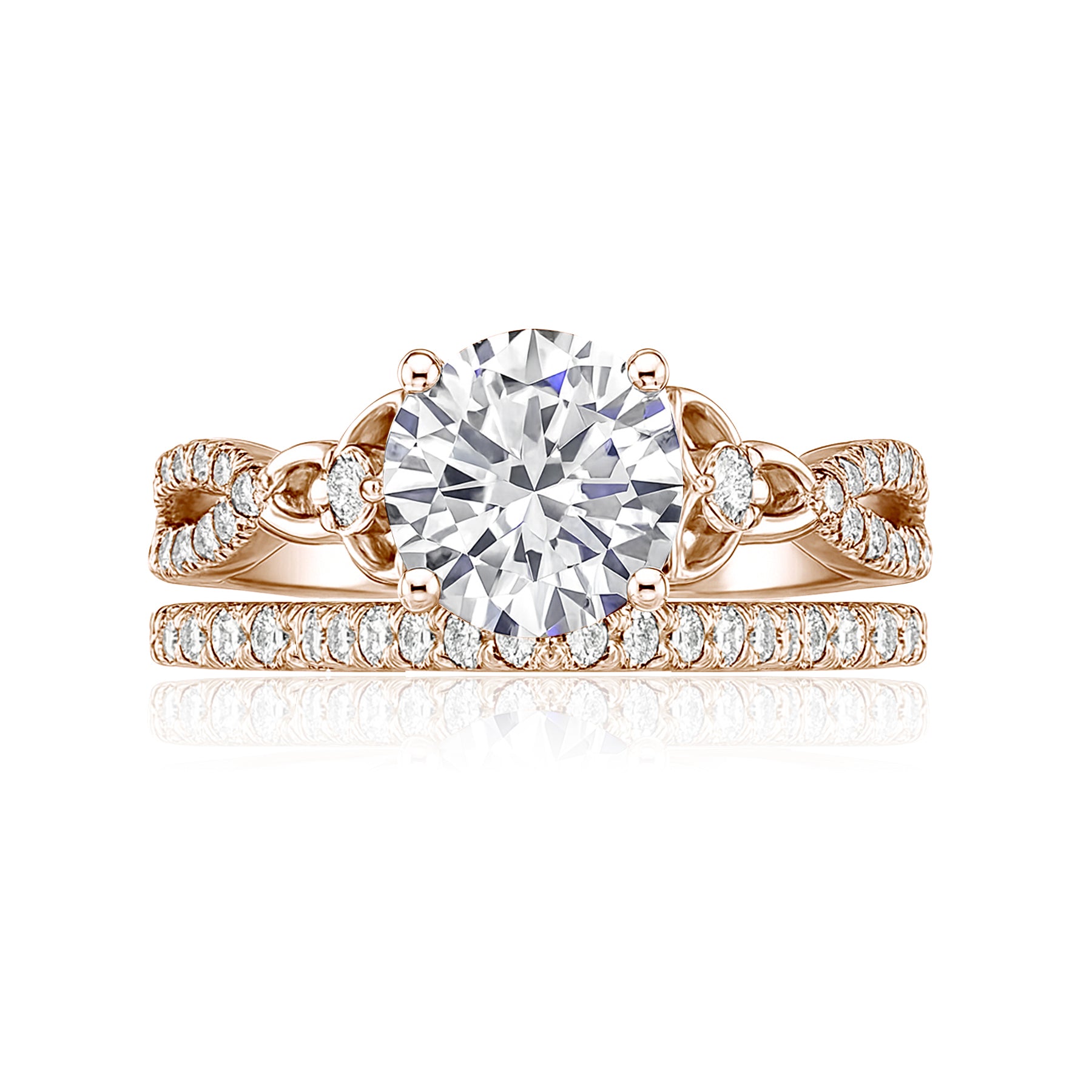 Certified 1.20 Ct  Round Lab Diamond Twist Infinity Bridal Set