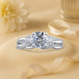 1.20 Ct Round Lab Diamond  Twist Three Stone Bridal Set