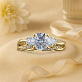 1.20 Ct Round Lab Diamond  Twist Three Stone Bridal Set