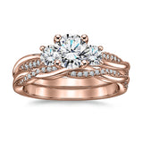 1.20 Ct Round Lab Diamond  Twist Three Stone Bridal Set