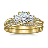 1.20 Ct Round Lab Diamond  Twist Three Stone Bridal Set