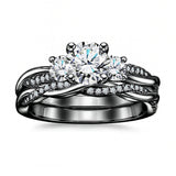 1.20 Ct Round Lab Diamond  Twist Three Stone Bridal Set