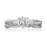 1.20 Ct Round Lab Diamond  Twist Three Stone Bridal Set