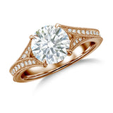 Certified 1.10 Ct Round Lab Diamond  Vintage Engagement Ring