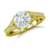 Certified 1.10 Ct Round Lab Diamond  Vintage Engagement Ring