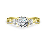 Certified 1 Ct Round Lab Diamond  Three Stone Twisted Engagement Ring