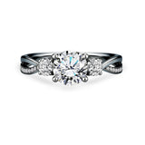Certified 1 Ct Round Lab Diamond  Three Stone Twisted Engagement Ring