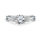Certified 1 Ct Round Lab Diamond  Three Stone Twisted Engagement Ring