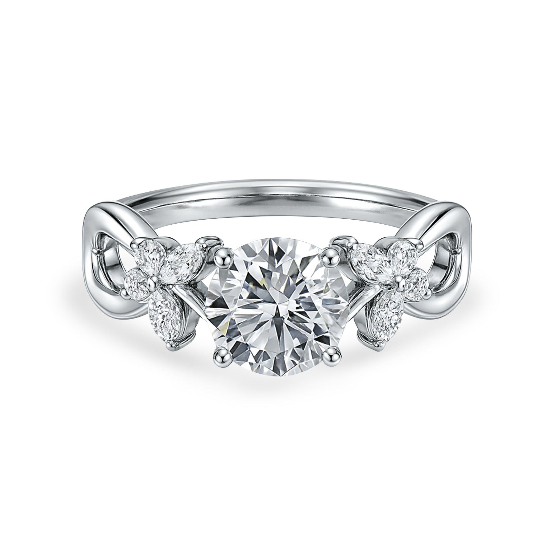 Certified 1.15 Ct Round Lab Diamond  Floral Butterfly Engagement Ring