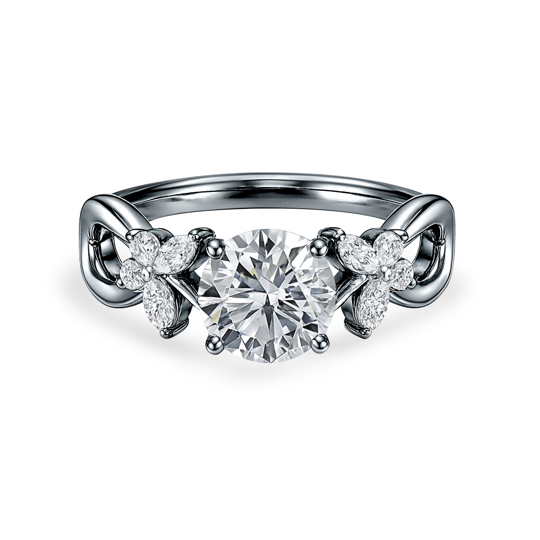 Certified 1.15 Ct Round Lab Diamond  Floral Butterfly Engagement Ring