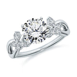 Certified 1.15 Ct Round Lab Diamond  Floral Butterfly Engagement Ring