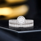 1.15 Ct Round Lab Diamond Halo Bridal Set