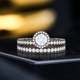 1.15 Ct Round Lab Diamond Halo Bridal Set