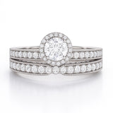 1.15 Ct Round Lab Diamond Halo Bridal Set