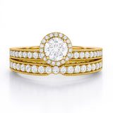 1.15 Ct Round Lab Diamond Halo Bridal Set