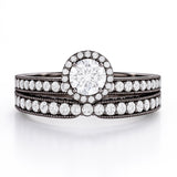 1.15 Ct Round Lab Diamond Halo Bridal Set