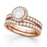 1.15 Ct Round Lab Diamond Halo Bridal Set