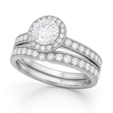 1.15 Ct Round Lab Diamond Halo Bridal Set