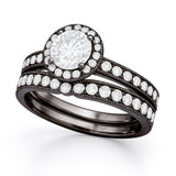 1.15 Ct Round Lab Diamond Halo Bridal Set