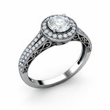 1.35 Ct Round Moissanite Halo Split Shank Engagement Ring