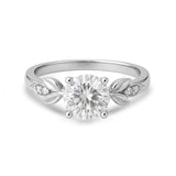 1.05 Ct Round Moissanite Leaf-Inspired Nature Engagement Ring