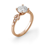 1.05 Ct Round Moissanite Leaf-Inspired Nature Engagement Ring