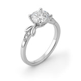 1.05 Ct Round Moissanite Leaf-Inspired Nature Engagement Ring