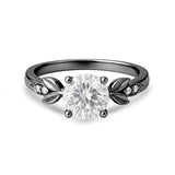 1.05 Ct Round Moissanite Leaf-Inspired Nature Engagement Ring