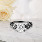 1.05 Ct Round Moissanite Leaf-Inspired Nature Engagement Ring