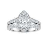 1.30 Ct Pear Moissanite Halo Split Shank Engagement Ring