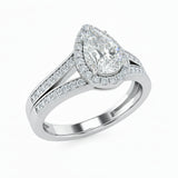 1.30 Ct Pear Moissanite Halo Split Shank Engagement Ring