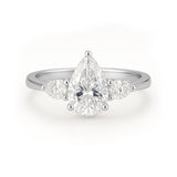 1.10 Ct Pear Moissanite Three-Stone Engagement Ring