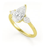 1.10 Ct Pear Moissanite Three-Stone Engagement Ring