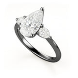 1.10 Ct Pear Moissanite Three-Stone Engagement Ring