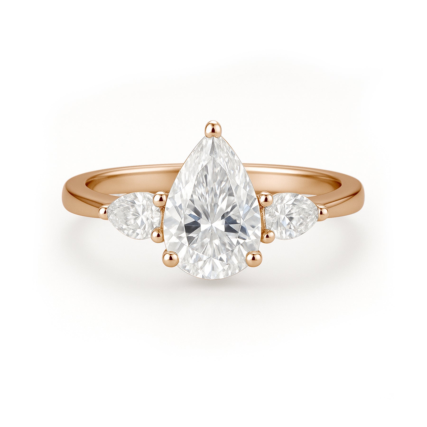 1.10 Ct Pear Moissanite Three-Stone Engagement Ring