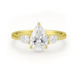 1.10 Ct Pear Moissanite Three-Stone Engagement Ring