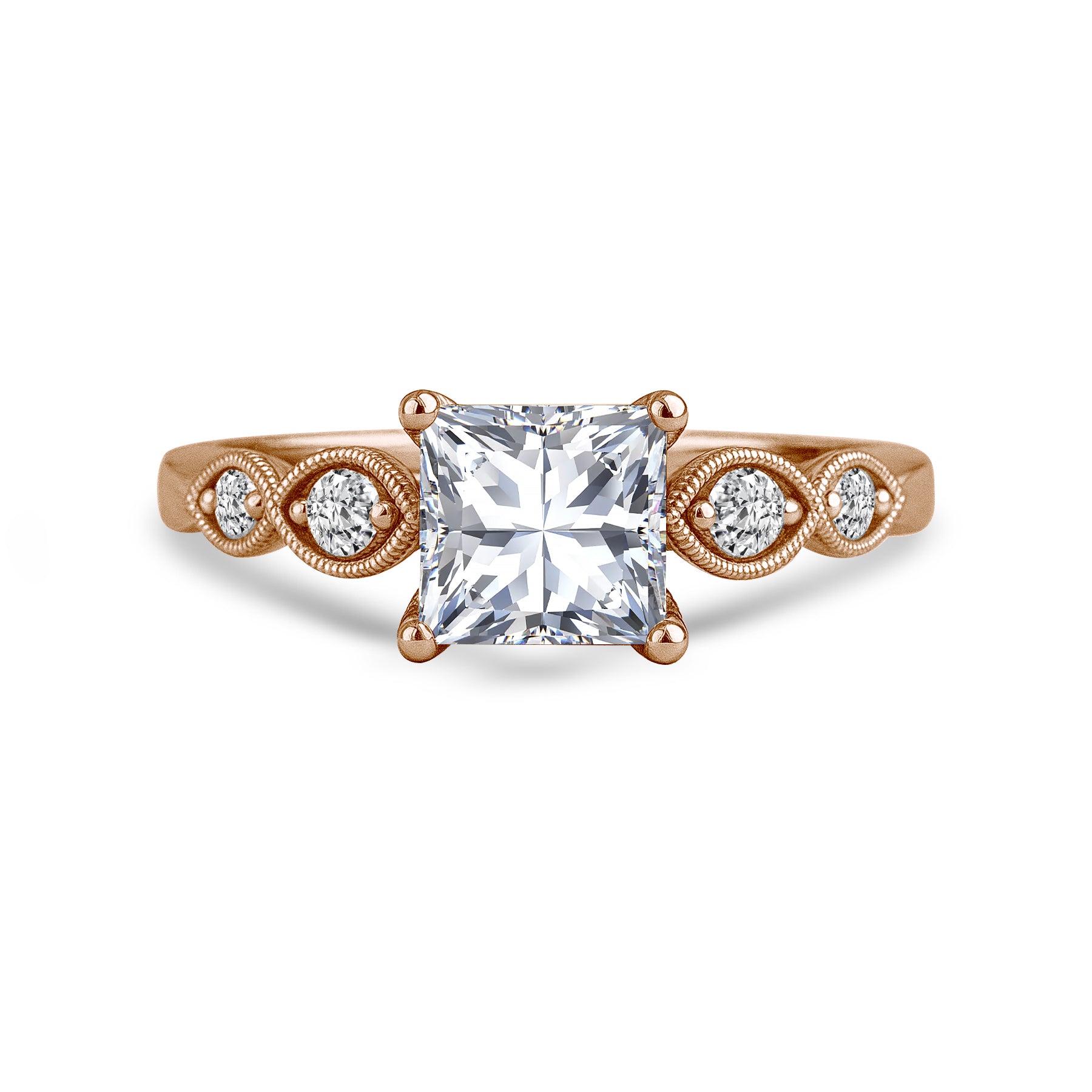 1.15 Ct Princess Moissanite Vintage-Inspired Engagement Ring