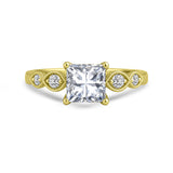1.15 Ct Princess Moissanite Vintage-Inspired Engagement Ring