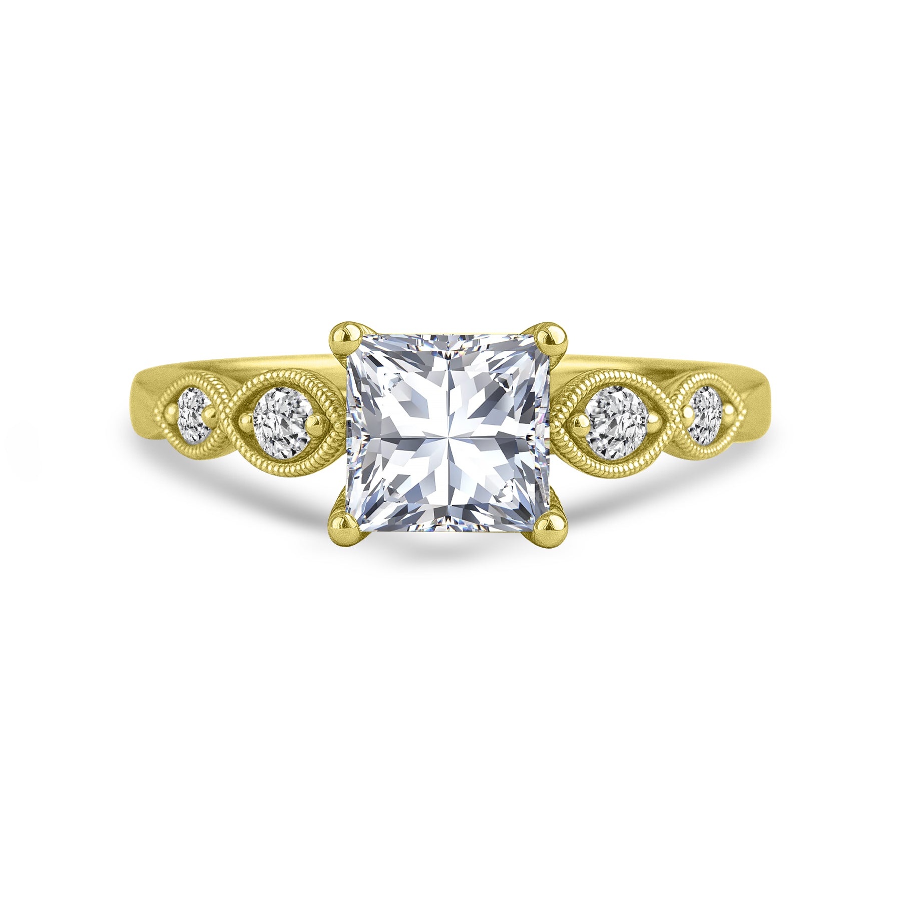 1.15 Ct Princess Moissanite Vintage-Inspired Engagement Ring