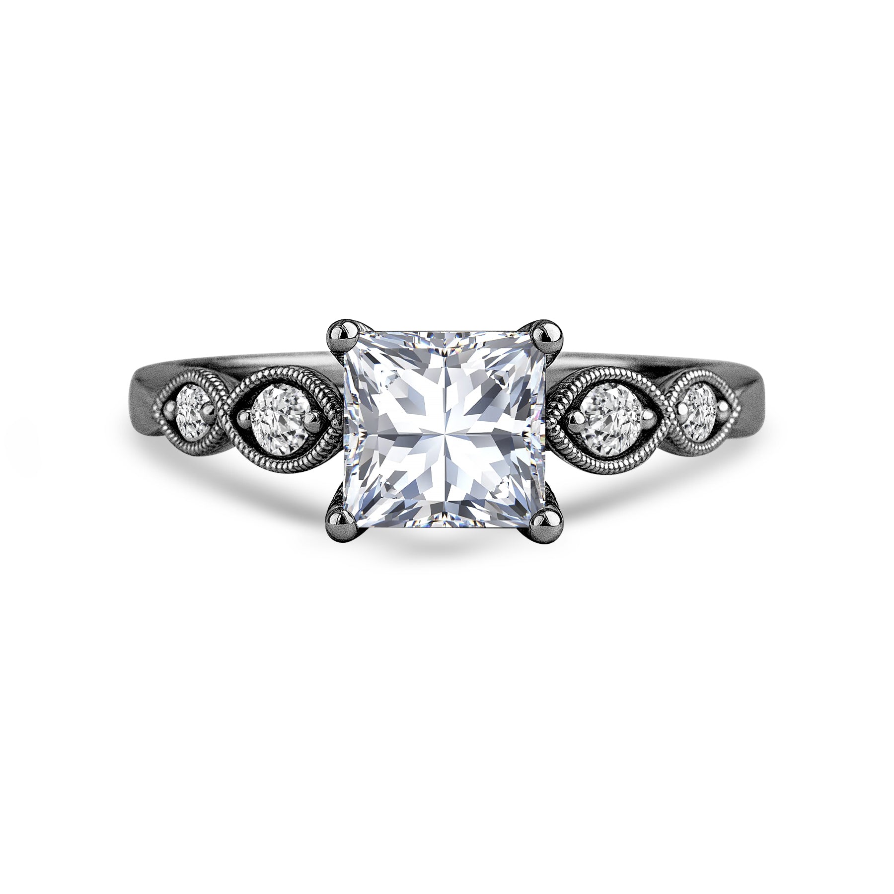 1.15 Ct Princess Moissanite Vintage-Inspired Engagement Ring