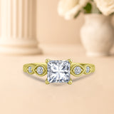 1.15 Ct Princess Moissanite Vintage-Inspired Engagement Ring