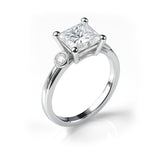 1.10 Ct Princess Moissanite Bezel Side Stone Engagement Ring