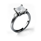 1.10 Ct Princess Moissanite Bezel Side Stone Engagement Ring