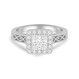 1.05 Ct Princess Moissanite Halo Vintage Engagement Ring