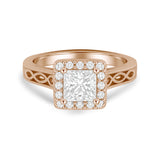 1.05 Ct Princess Moissanite Halo Vintage Engagement Ring