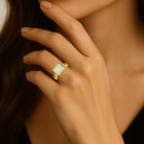 1.05 Ct Princess Moissanite Halo Vintage Engagement Ring